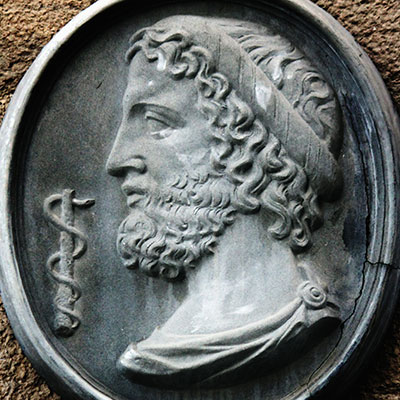 Greek portrait grey plaque