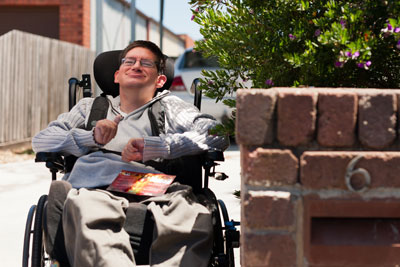 Young male in wheelchair