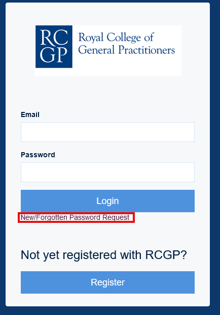 Forgotten password screenshot