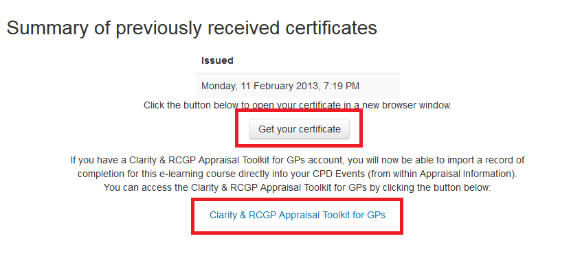 How I get my certificate screenshot