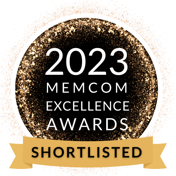 Gold orb and banner with text reading: 2023 Memcom Excellent Awards - Shortlisted